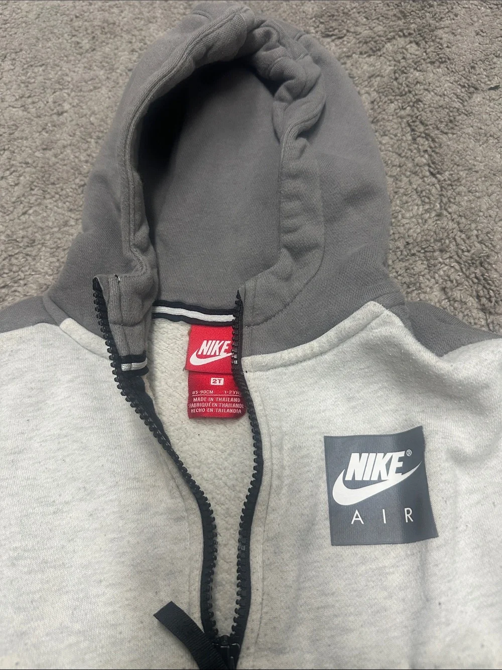 Nike Kids Black, Gray & Light Gray Air Full-Zip Hoodie